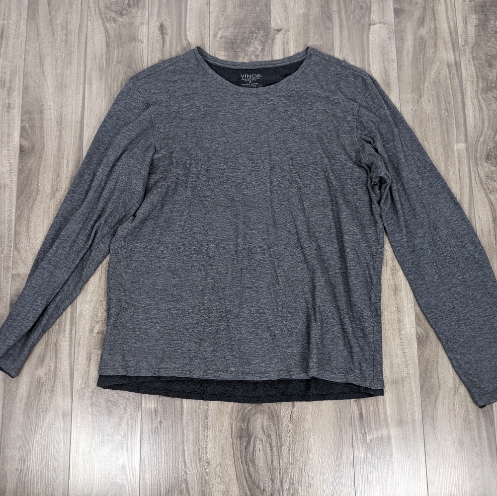 Vince Grey Long Sleeve Tshirt Pima Cotton Medium